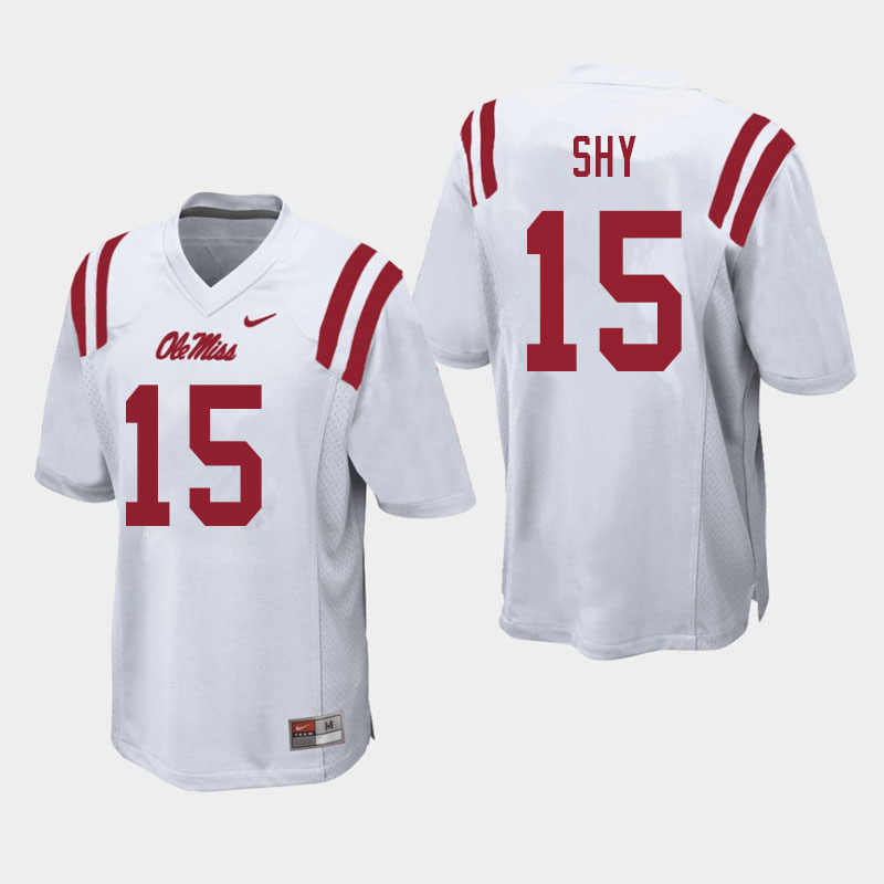 Men #15 Sellers Shy Ole Miss Rebels College Football Jerseys Sale-White - Click Image to Close